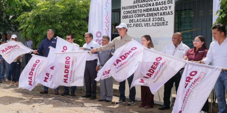 Madero no descansa, Erasmo González da banderazo de salida a 10 obras de pavimentación y deportivas